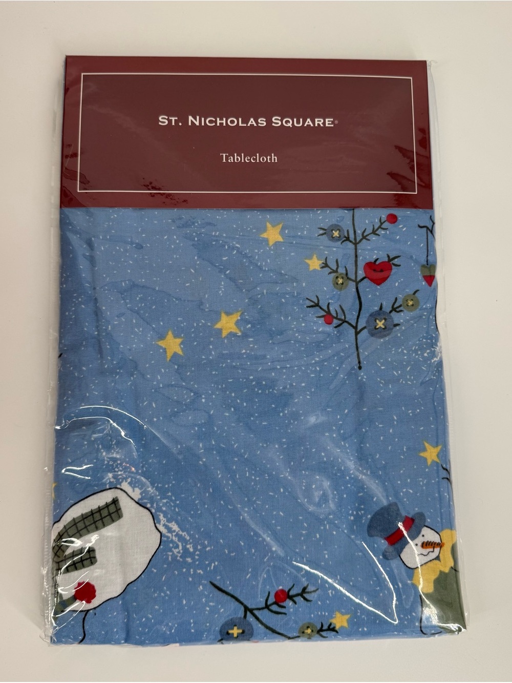 St. Nicholas Square Blue Snowman Tablecloth